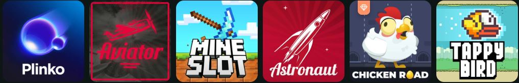 Instant Win games at GoldenRoo Casino including Plinko, Aviator, Mines, Chicken Road and Tappy Bird